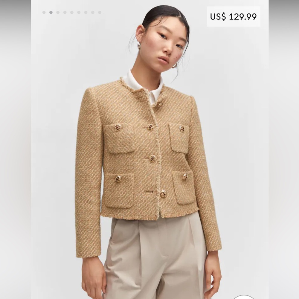Mango Pocket Tweed Jacket